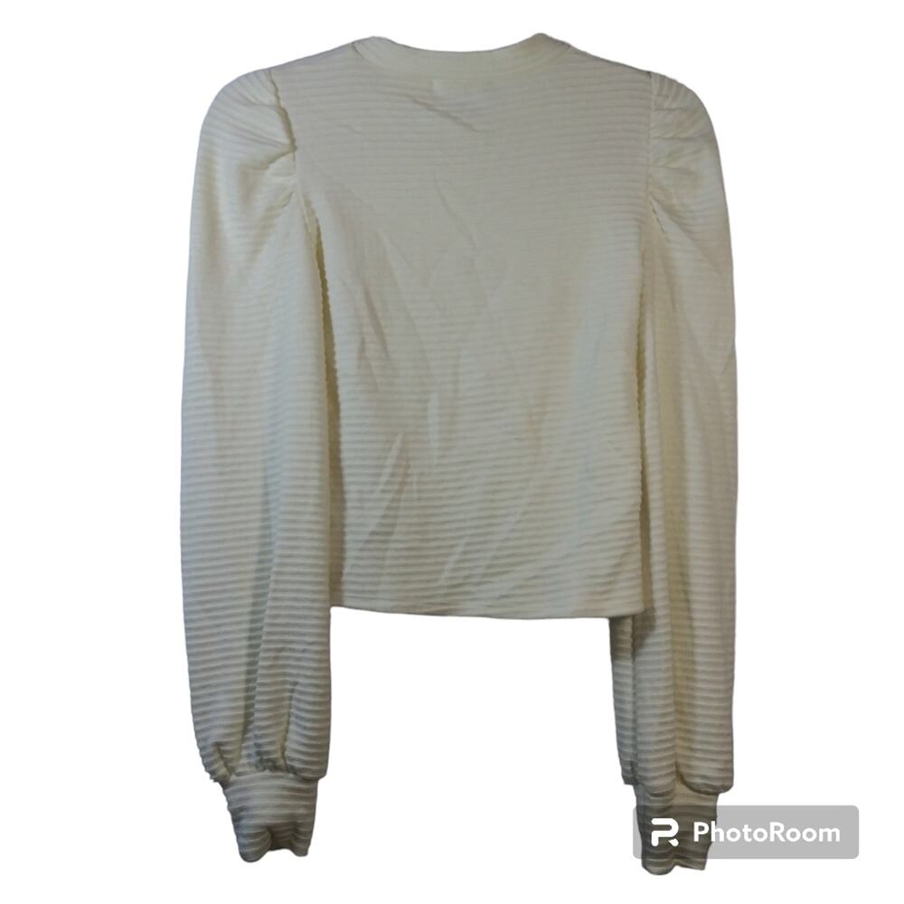 Lulus Subtle Drama Ivory Ribbed Balloon Sleeve Sweater Top Size XS - Picture 3 of 9
